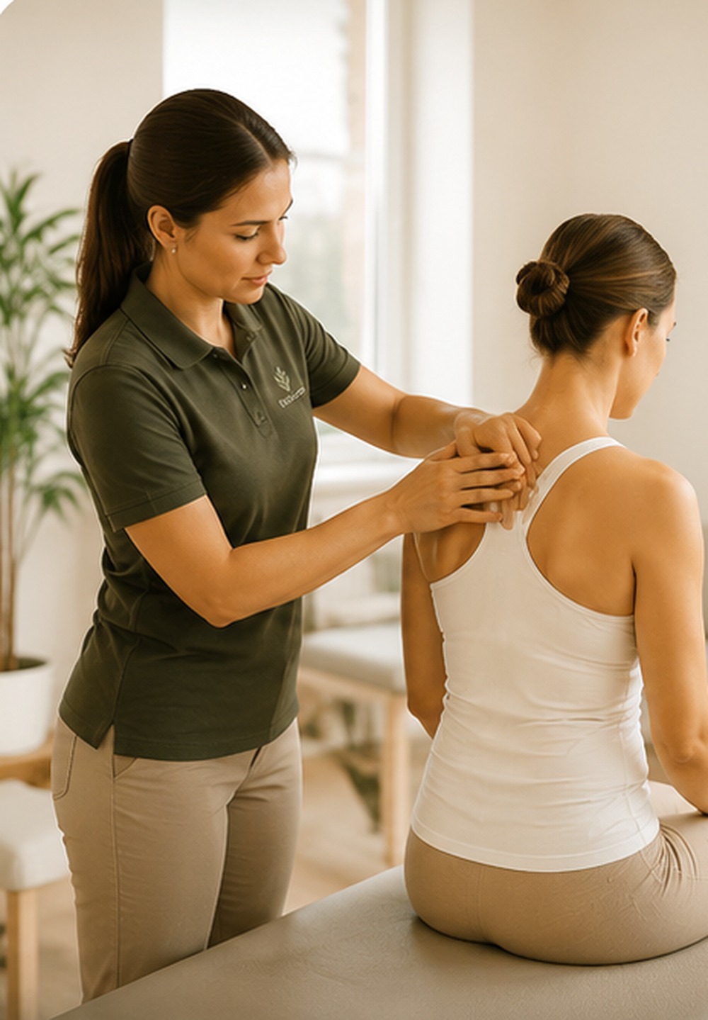Manuelle Therapie an der Schulter einer Patientin