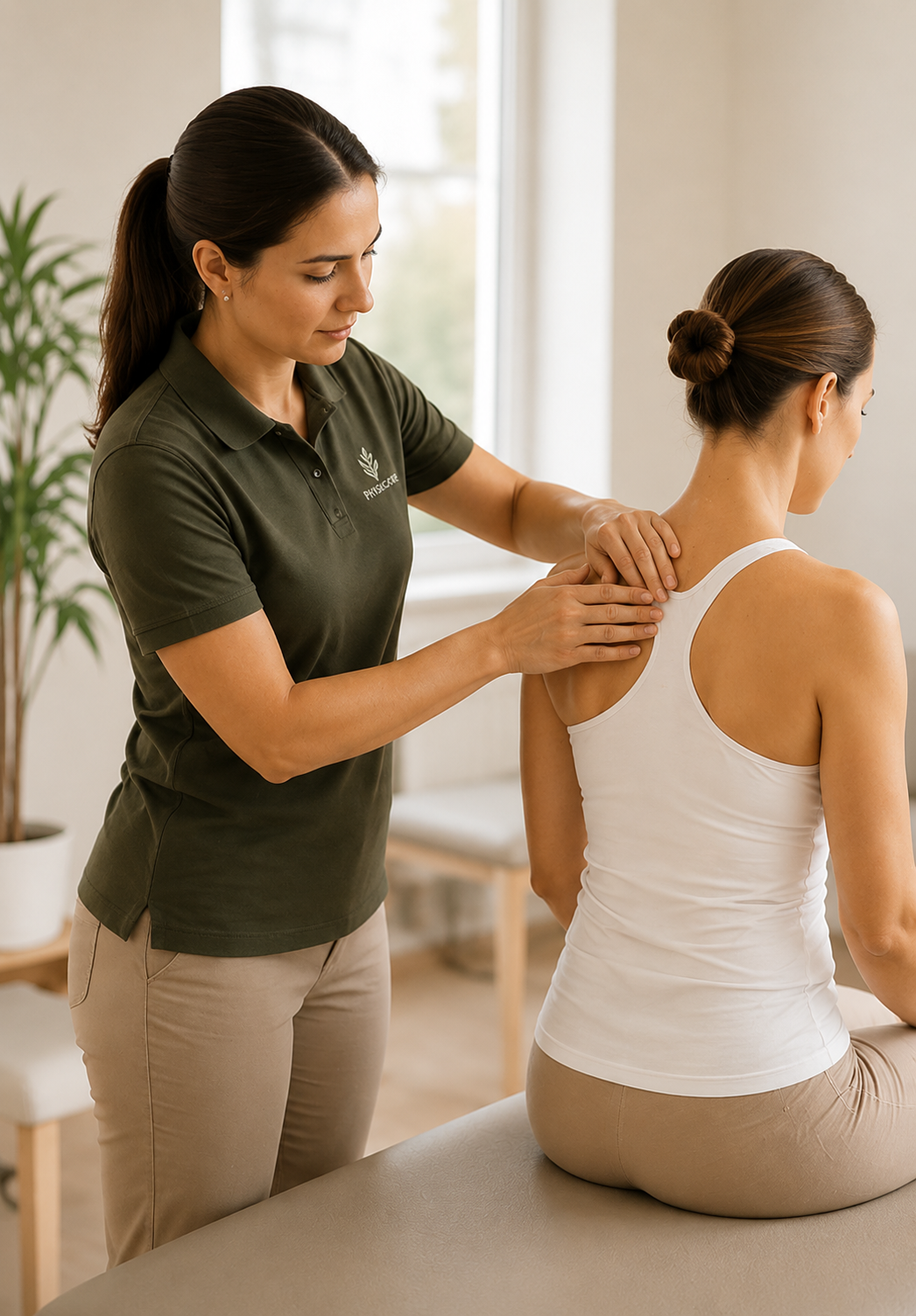 Manuelle Therapie an der Schulter einer Patientin
