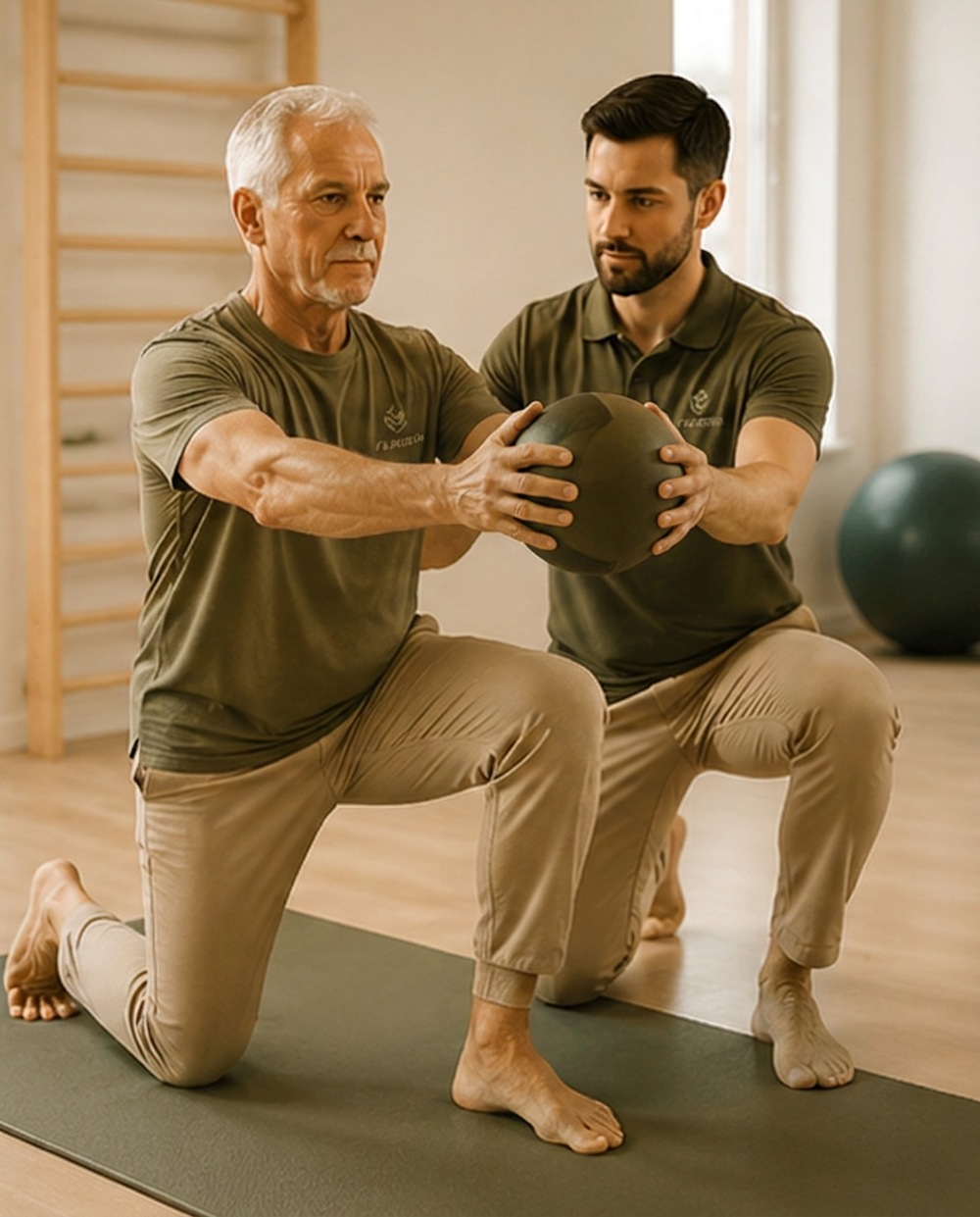 Übung mit Therapieband unter Anleitung